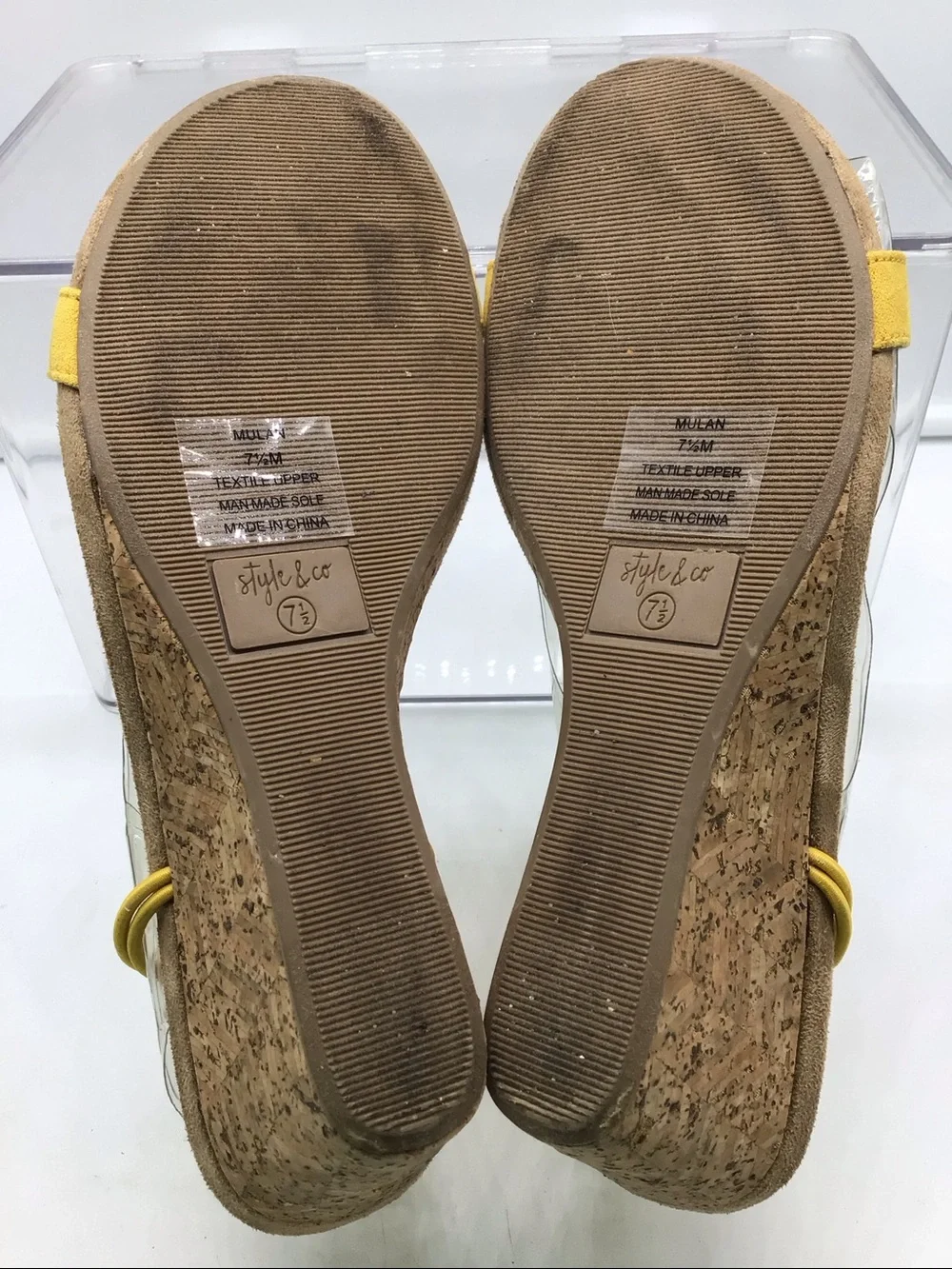 Style & Co Mulan Yellow Strap Cork Wedge Sandal
